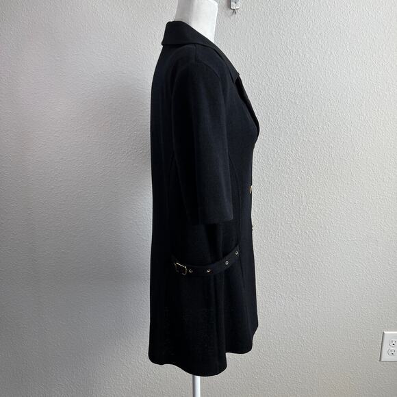 St. John Collection Knit Top Women's 12 Black Button Down Blouse Short Sleeve - Picture 7 of 8